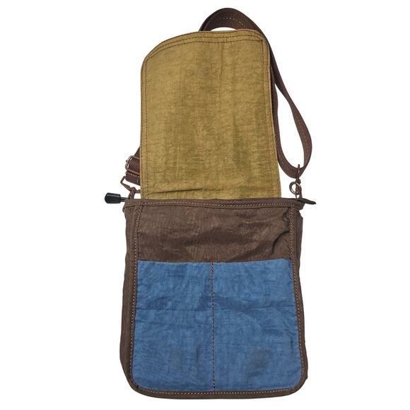 Life is Good Nylon Adjustable Strap Crossbody Bag Purse Brown Tan Heart Boho - Picture 5 of 10